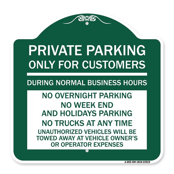 Only for Customers During Normal Business Hours No Overnight Parking No Trucks at Any, GW-1818-23519